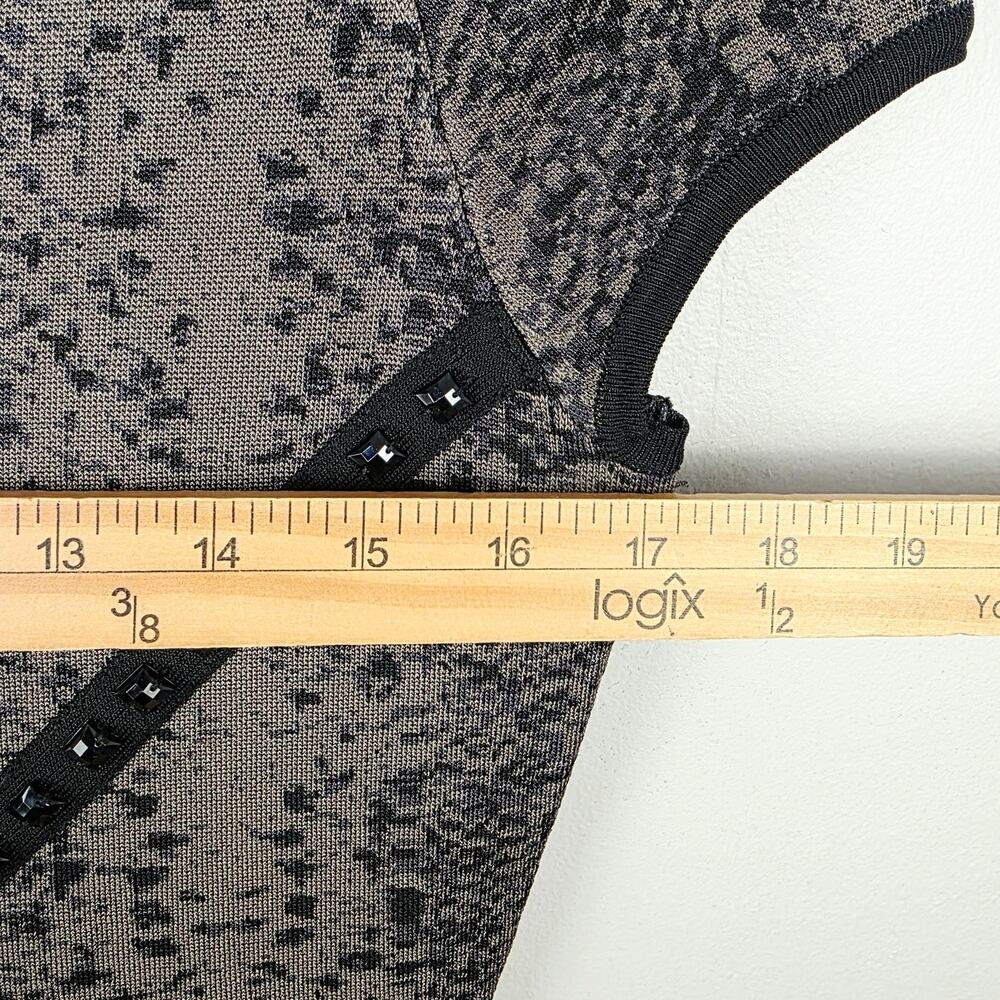 Cache Bodycon Dress Medium Black Snakeskin Studded Zip Front Mob Wife Edgy Glam - Picture 14 of 16
